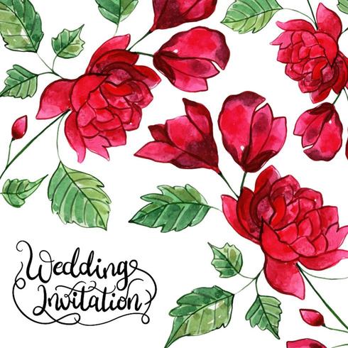 Blommigt inbjudningskort för bröllop vektor