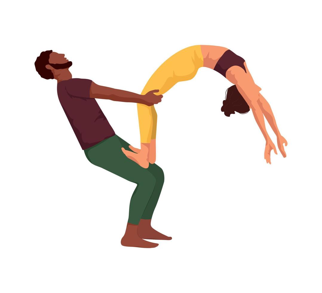 Yoga-Kurse für Paare. Akro-Yoga. Mann und Frau praktizieren Yoga. Vektor-Illustration vektor