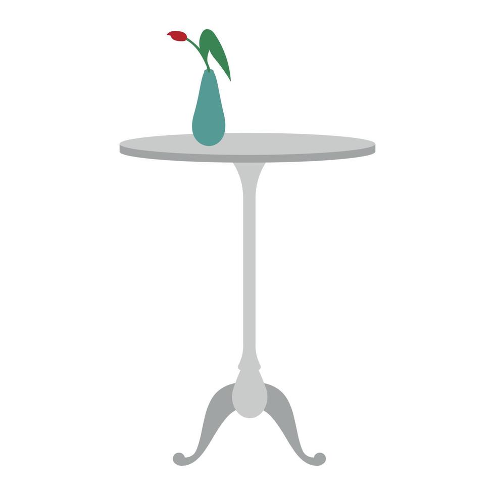 eleganter weißer tisch mit blume in der vase halbflaches farbvektorobjekt vektor