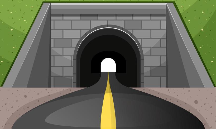 Vägen går genom tunneln vektor