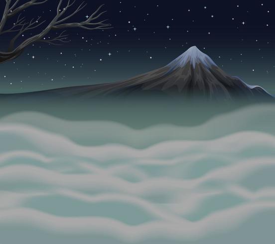Naturscen med dimma på bergstoppen vektor