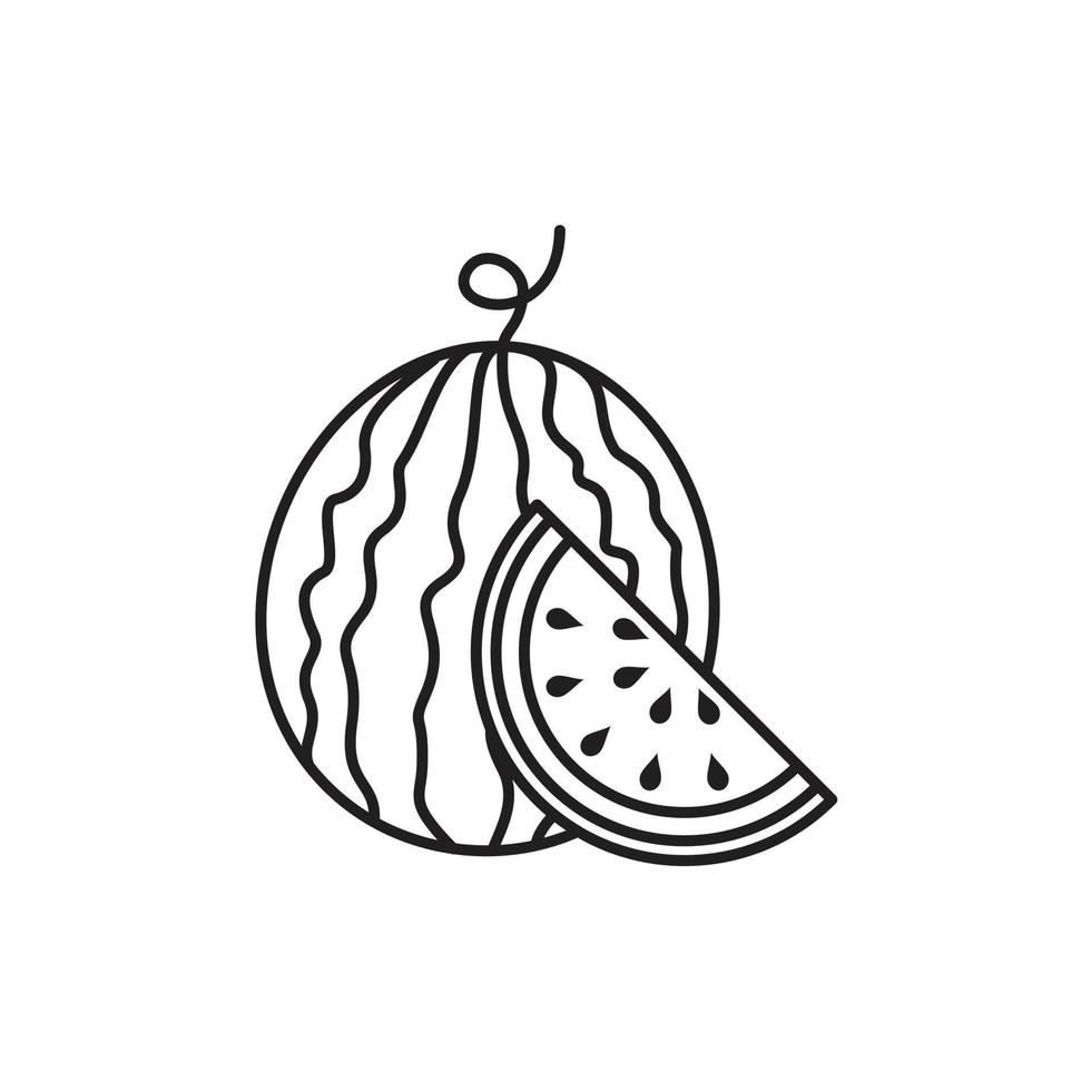 Wassermelonensymbolvorlage in schwarzer Farbe editierbar. flache Vektorillustration des Wassermelonensymbolsymbols für Grafik- und Webdesign. vektor