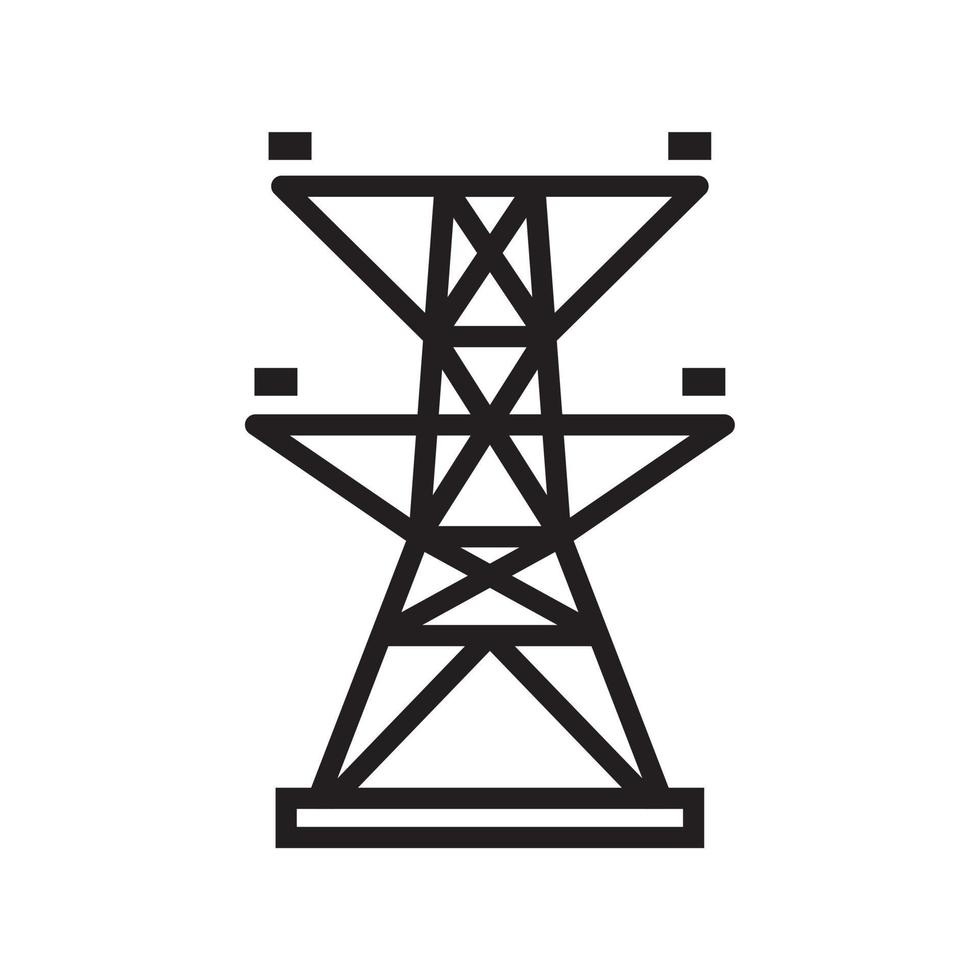 elektrischer Turm, Symbolvorlage für Freileitungen in schwarzer Farbe editierbar. Elektrischer Turm, Oberleitung Symbol Symbol flache Vektorillustration für Grafik- und Webdesign. vektor