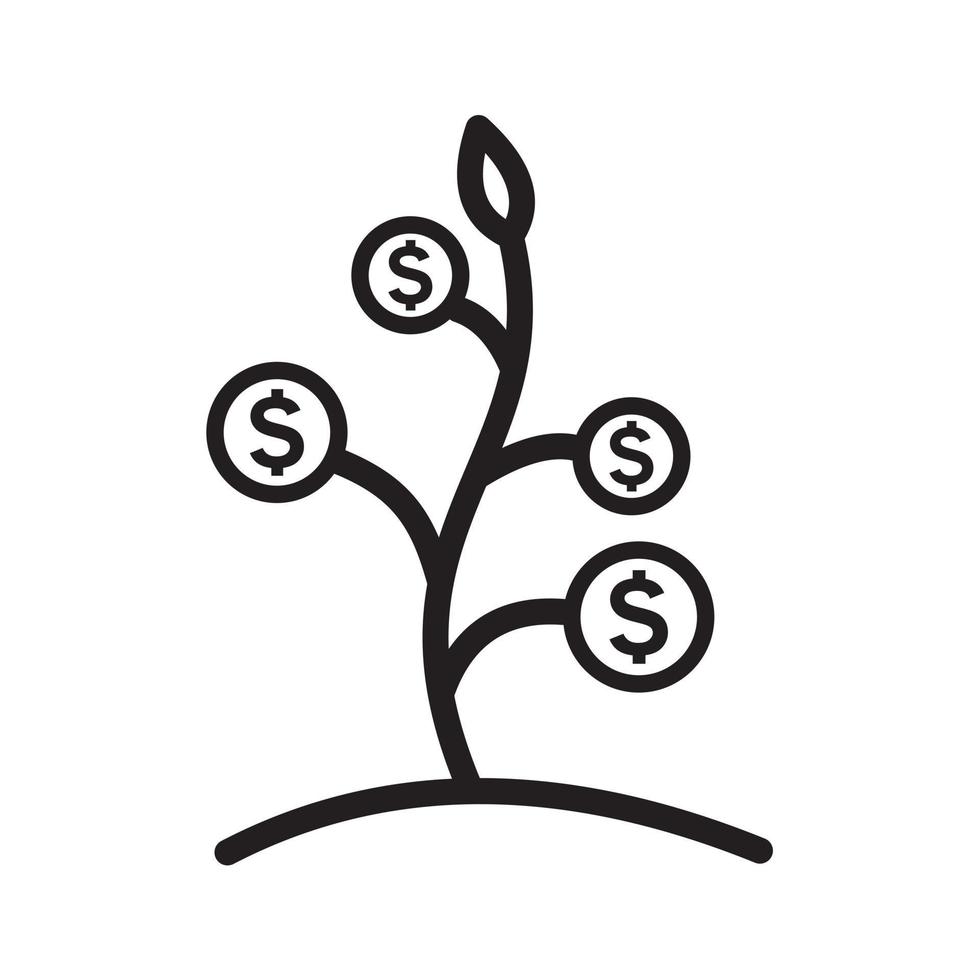 Zeichen Geld wachsen Symbol Symbol flaches Vektorzeichen isoliert auf weißem Hintergrund. einfache Logo-Vektorillustration für Grafik- und Webdesign. vektor