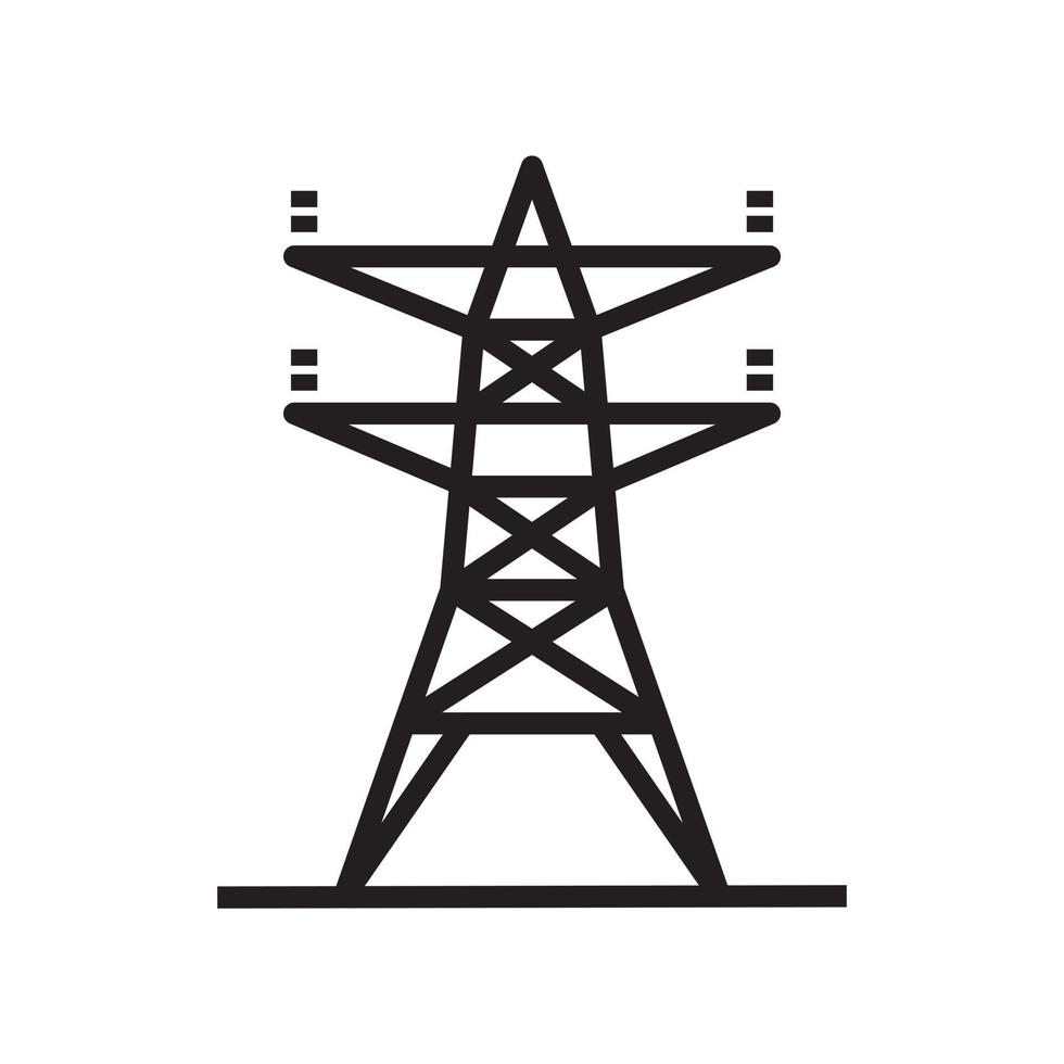 elektrischer Turm, Symbolvorlage für Freileitungen in schwarzer Farbe editierbar. Elektrischer Turm, Oberleitung Symbol Symbol flache Vektorillustration für Grafik- und Webdesign. vektor