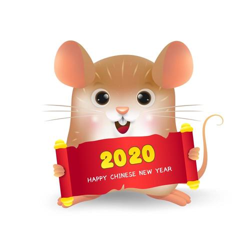 Ratte mit 2020 Happy Chinese New Year vektor