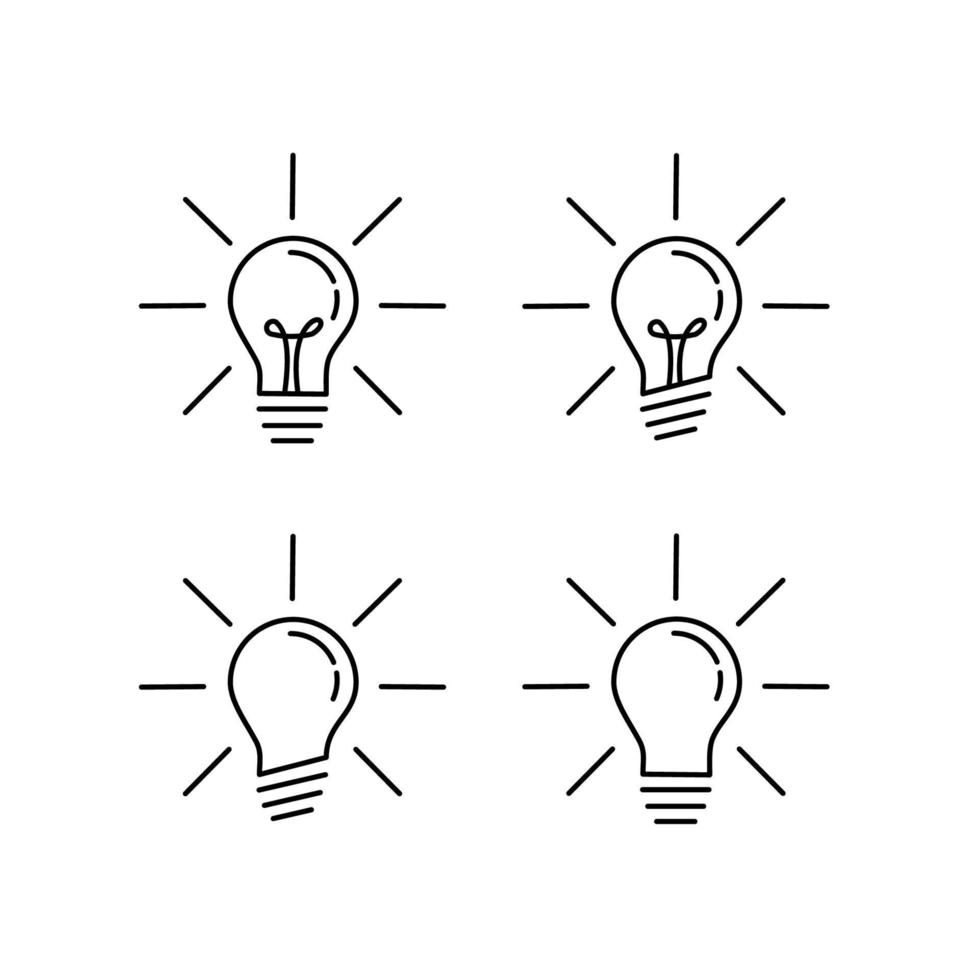 Glühbirnenlinie Symbolvektor, isoliert auf weißem Hintergrund. Ideenzeichen, Lösung, Denkkonzept. Beleuchtung elektrische Lampe. Strom, Glanz. trendiger flacher stil für grafikdesign, website, ui. Folge vektor