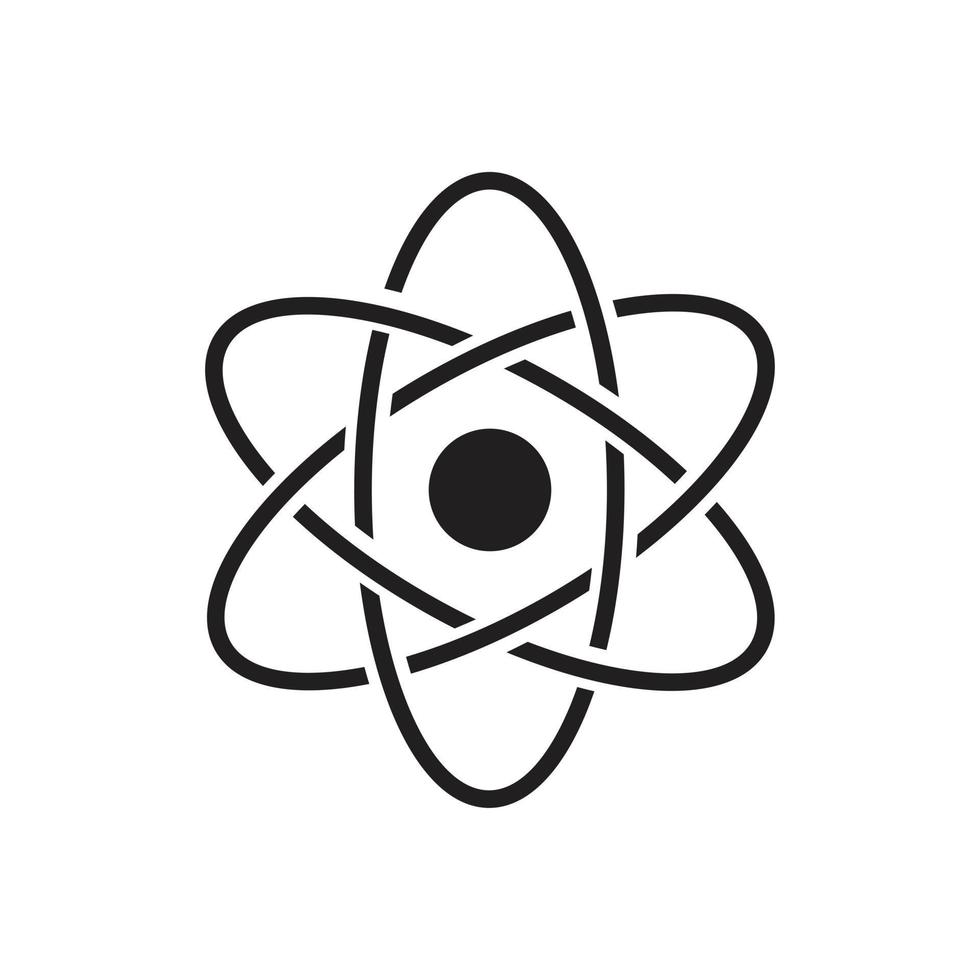 Atom-Icon-Vorlage in schwarzer Farbe editierbar. flache vektorillustration des atomikonensymbols für grafik- und webdesign. vektor