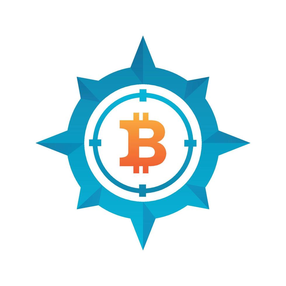 Bitcoin kompass logotyp designmall ikon vektor