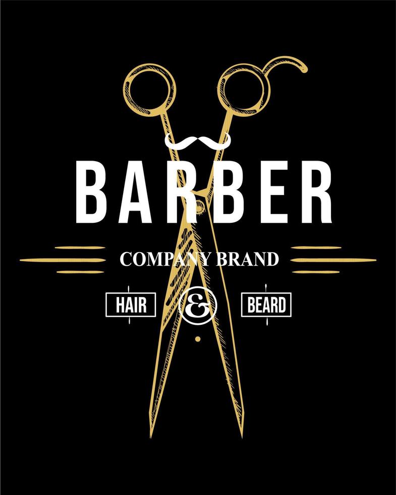 Barbershop Logo gelbe Streifenschere vektor
