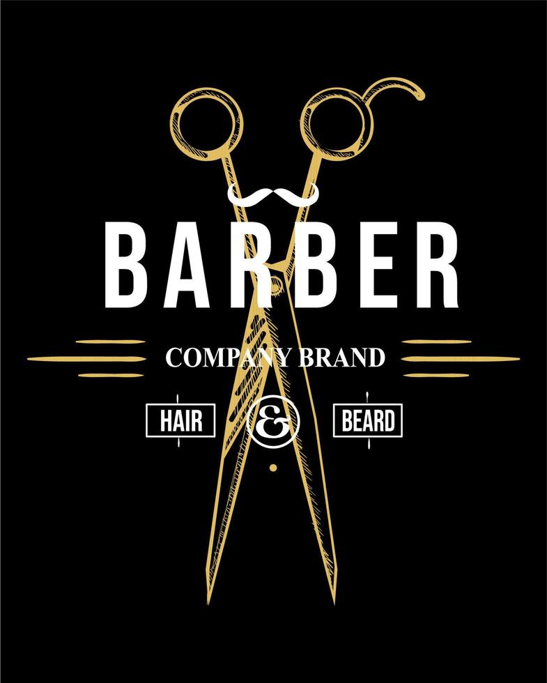 barbershop logotyp gul randig sax vektor