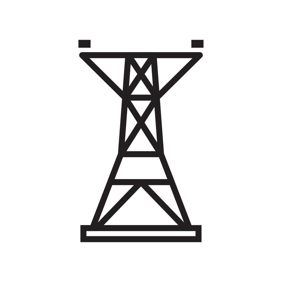 elektrischer Turm, Symbolvorlage für Freileitungen in schwarzer Farbe editierbar. Elektrischer Turm, Oberleitung Symbol Symbol flache Vektorillustration für Grafik- und Webdesign. vektor