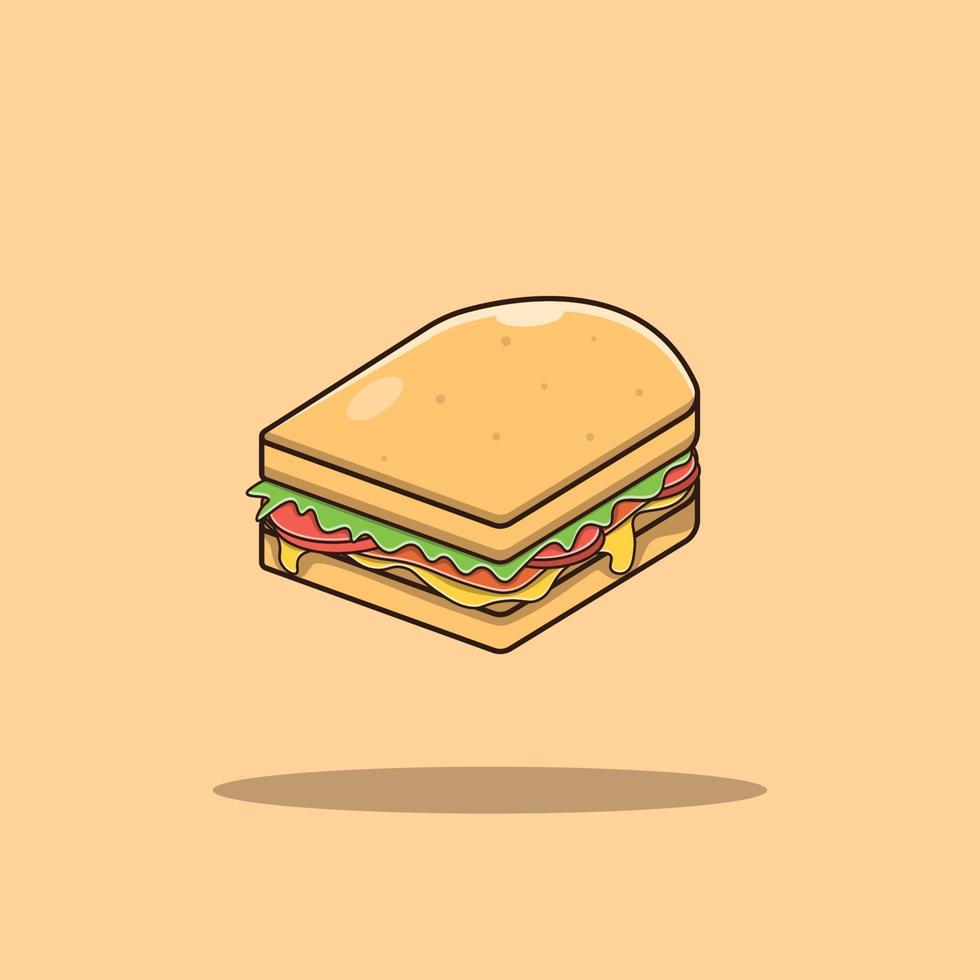 Sandwich-Vektor-Symbol-Illustration, Fast-Food-Sammlung vektor
