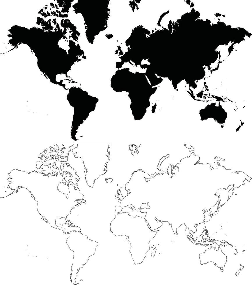världskarta, enkel platt vektorillustration, världskarta vektor