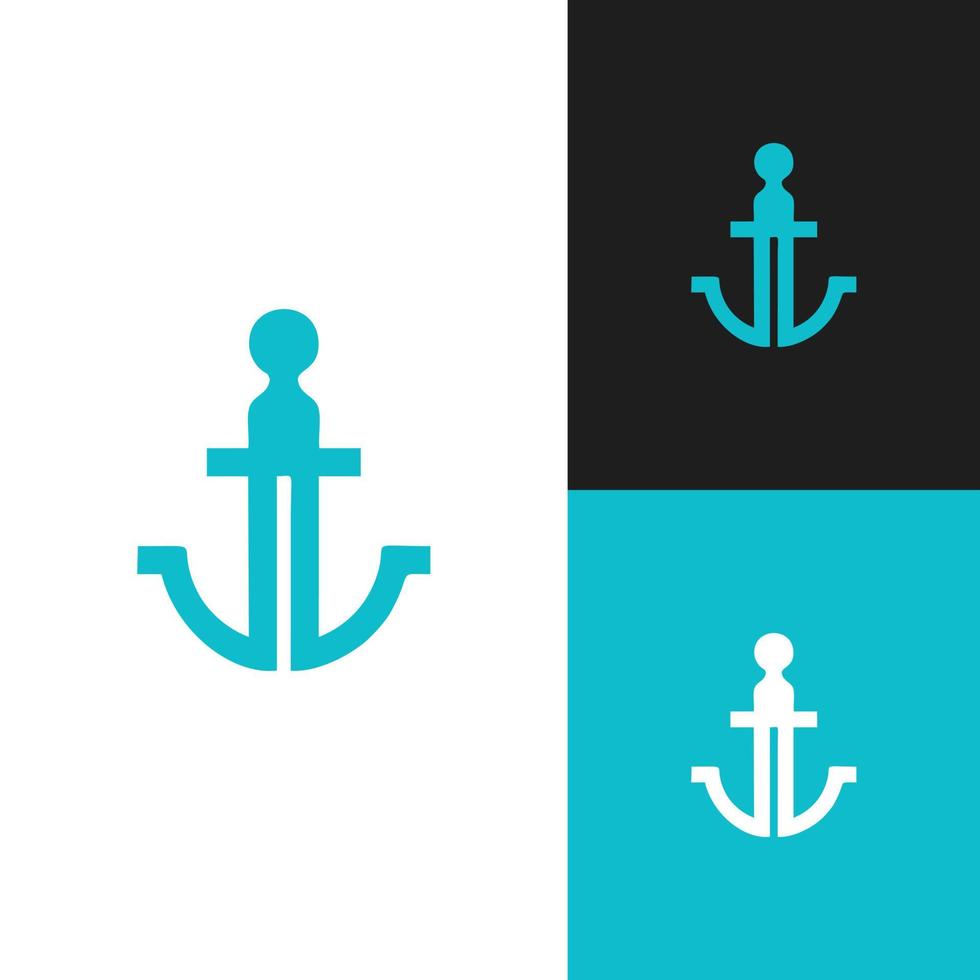 ankare nautiska marina sigill logotyp design vektor