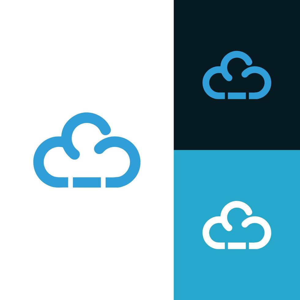 enkel moln himmel kontur teknik lagring anslutning ansluta vektor logotyp design