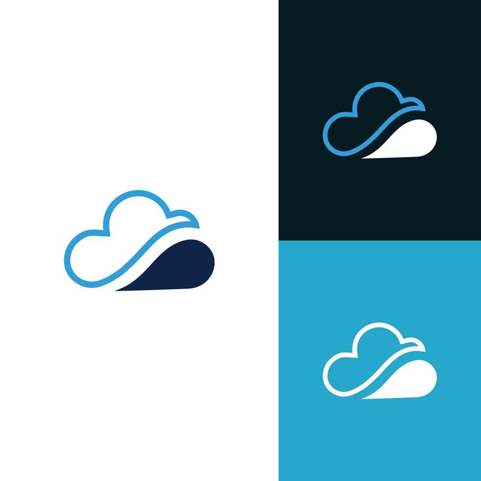 einfache Wolke Himmel Umriss Technologie Speicher Verbindung verbinden Vektor-Logo-Design vektor