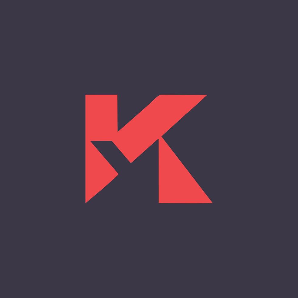 minimalistisk bokstaven k logotyp designmall vektor