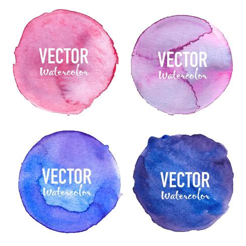 Akvarell cirkeluppsättning lila blåviolett vektor