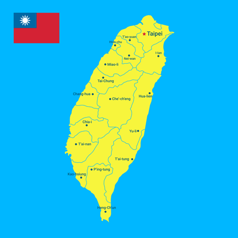 Karte von Taiwan und von Markierungsfahnen-Vektor vektor