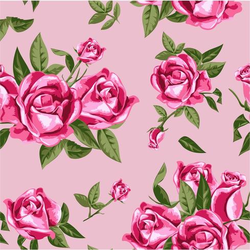 nahtlose Vintage rosa Rosenmuster vektor