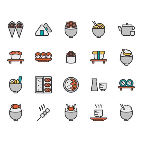 Japanisches Essen-Icon-Set vektor