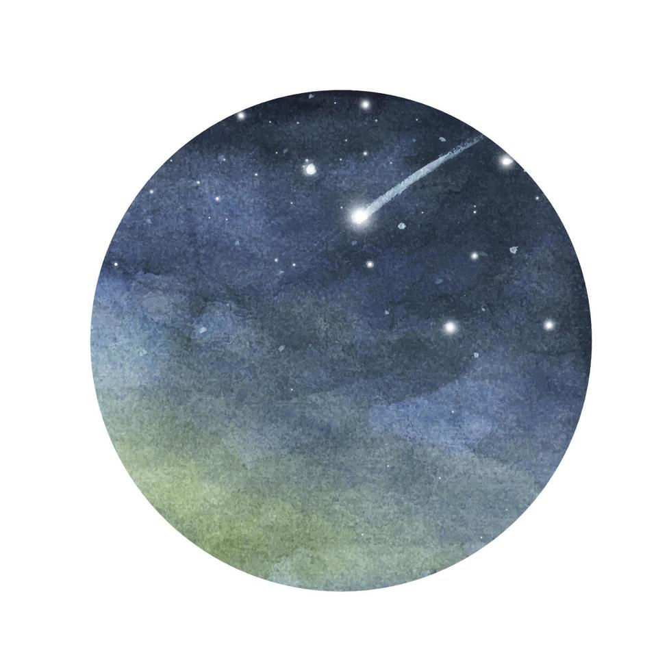 Aquarell Nachthimmel im Kreis. vektor