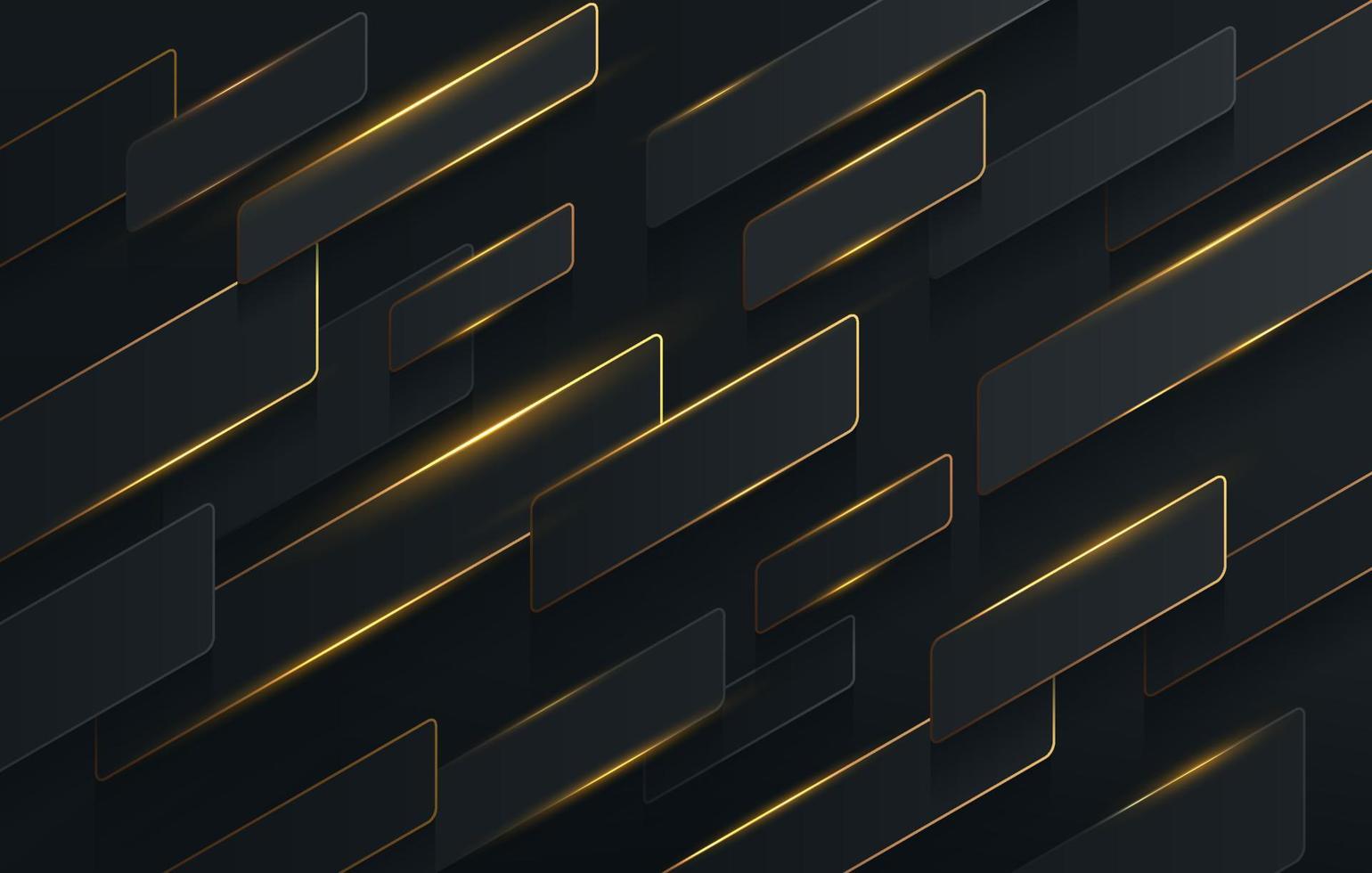 diagonale streifen schwarze und goldene farbdynamische überlappung auf dunklem abstraktem hintergrund mit kopienraum. modernes Banner-Web-Template-Design. futuristischer technologiestil. Vektor-Illustration vektor