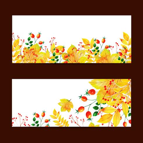 Schönes Aquarell Autumn Sale Banner Set vektor