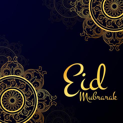 Guld Eid Mubarak bakgrund vektor