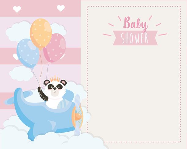 Babypartykarte des Pandas im Flugzeug vektor