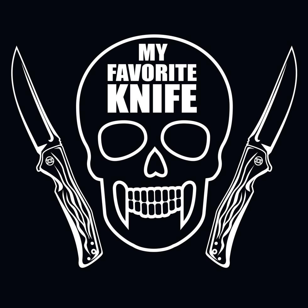 Aggressives Emblem mit Totenkopf und Messer, T-Shirts im Grunge-Vintage-Design vektor