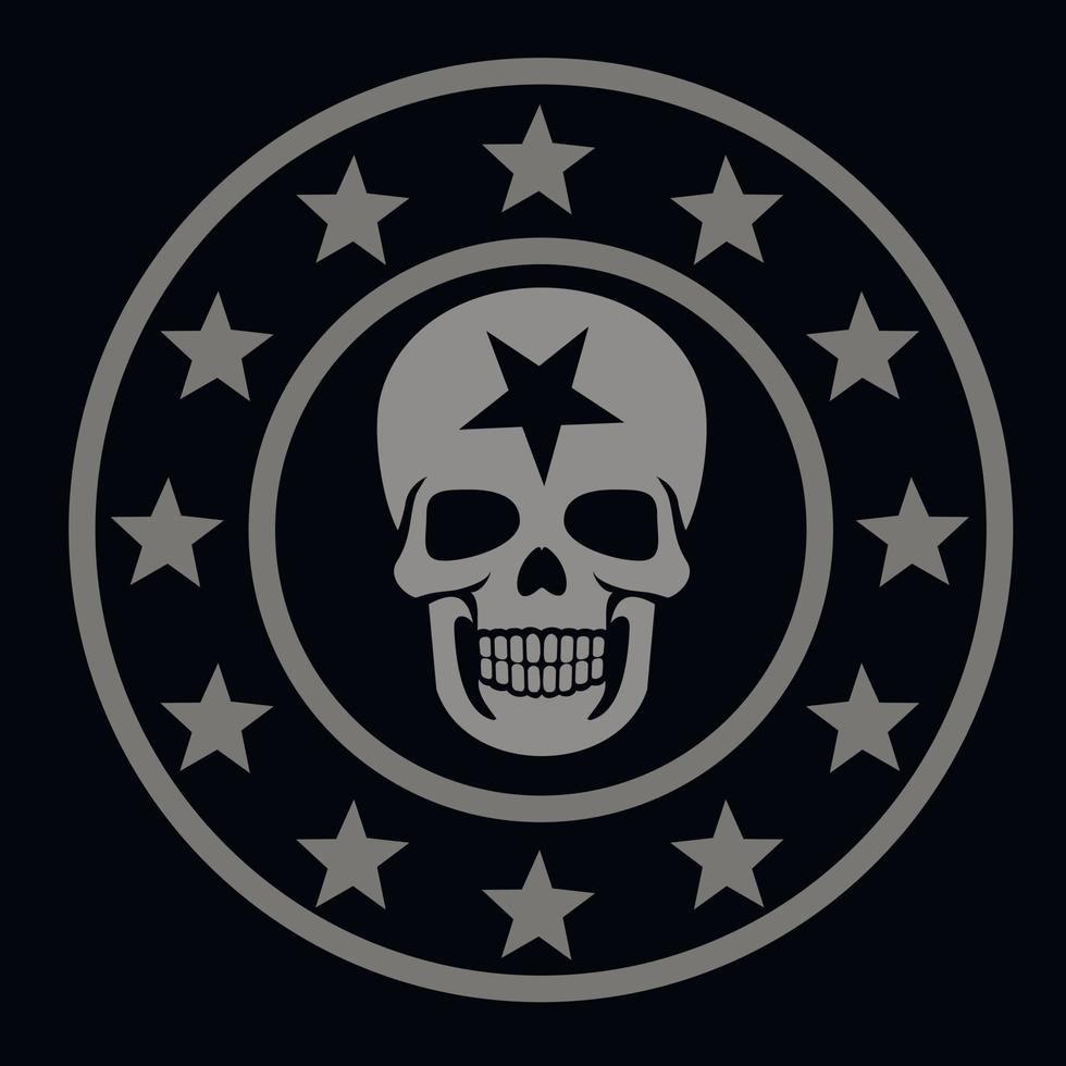 Aggressives Emblem mit Totenkopf und Messer, T-Shirts im Grunge-Vintage-Design vektor