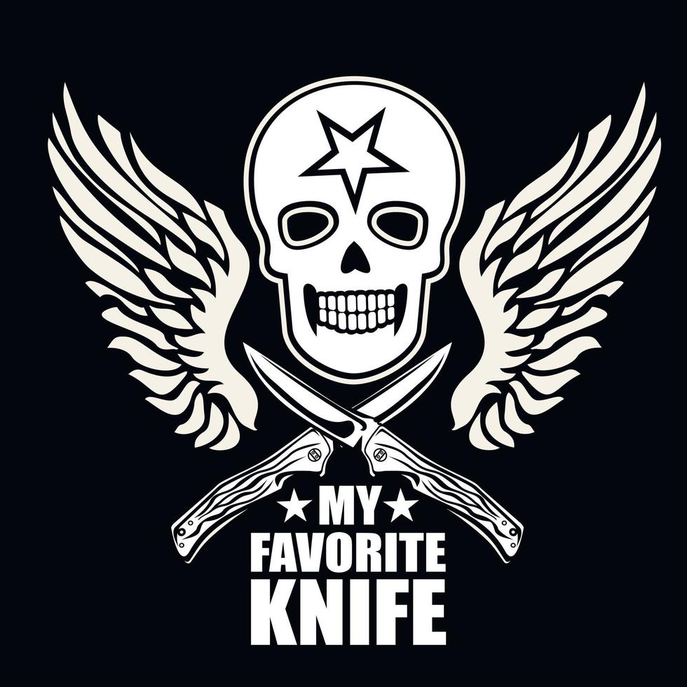 Aggressives Emblem mit Totenkopf und Messer, Grunge-Vintage-Design-T-Shirts vektor