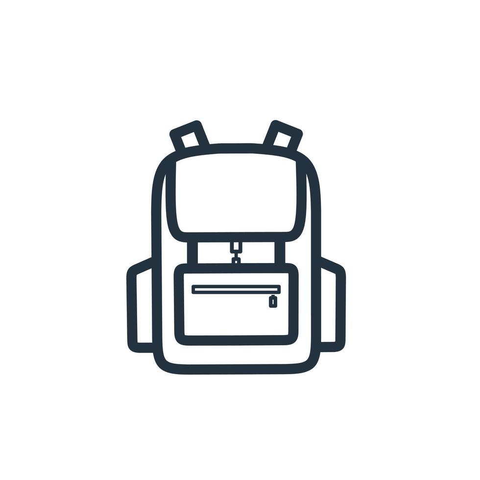 Rucksack-Symbol isoliert auf weißem Hintergrund. Schulrucksack-Symboldesign für Web und mobile App. Linienvektorzeichen vektor