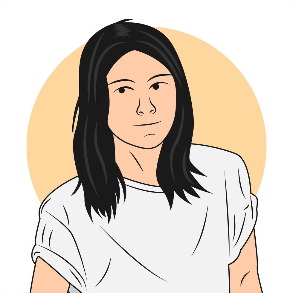 Porträt eines Teenagers mit langen Haaren. flacher Cartoon-Stil. Vektor-Illustration vektor