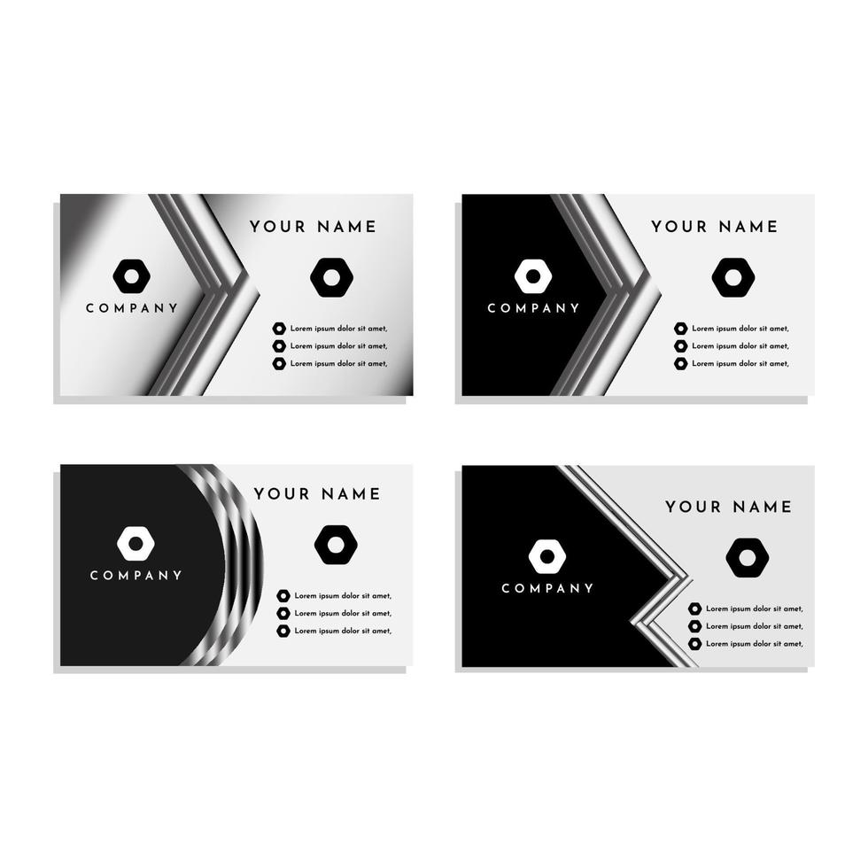 4 schwarz-weißes Visitenkarten-Vektordesign vektor