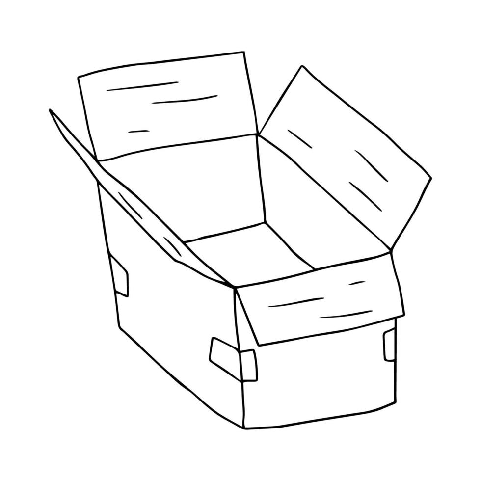 Cartoon Doodle Paketbox isoliert auf weißem Hintergrund. vektor