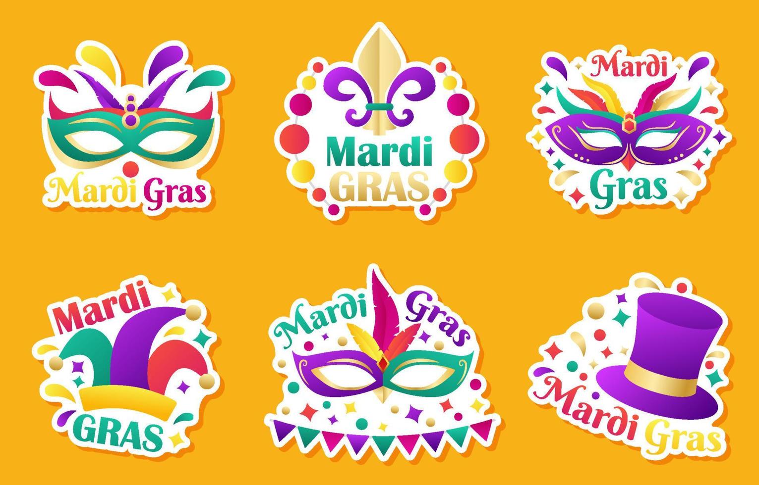 mardi gras karneval klistermärke set vektor