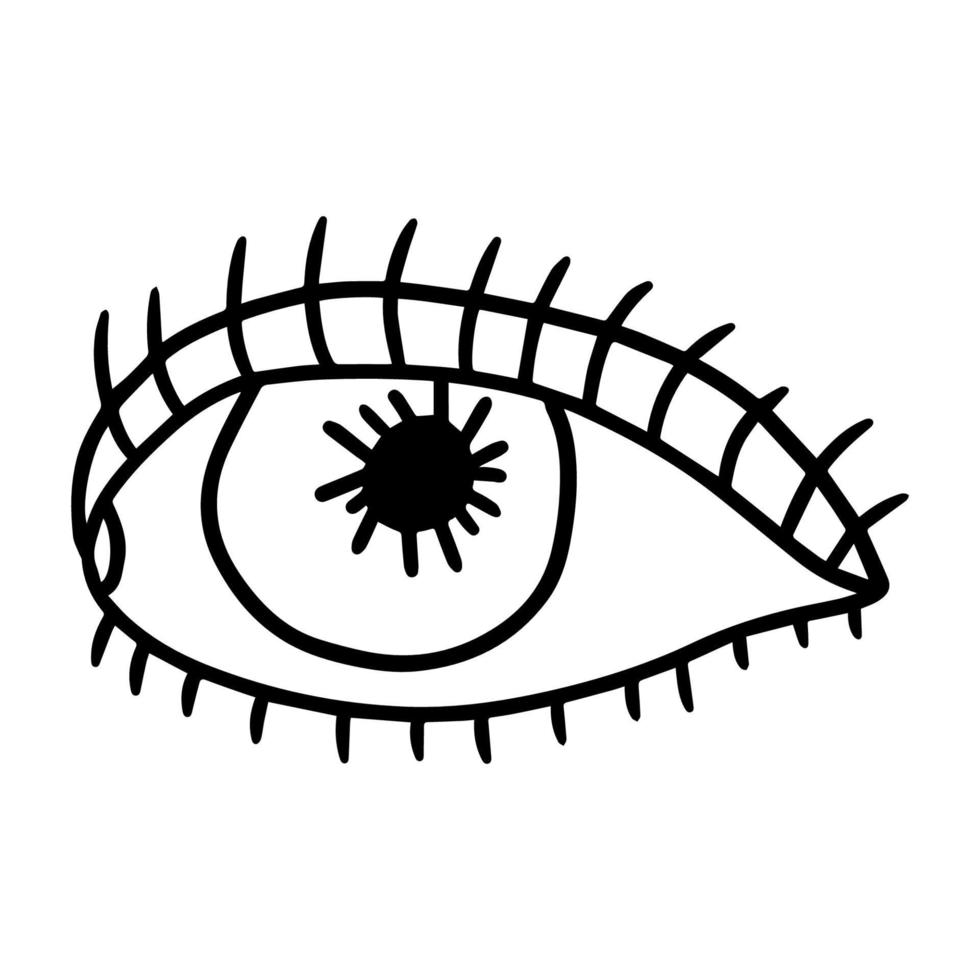 söt abstrakt doodle eye närbild isolerad på vit bakgrund. ansikte, kropp tecken. vektor