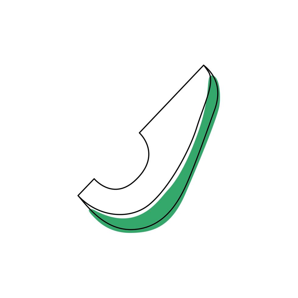 doodle kontur skiva avokado med fläck. vektor illustration för packning