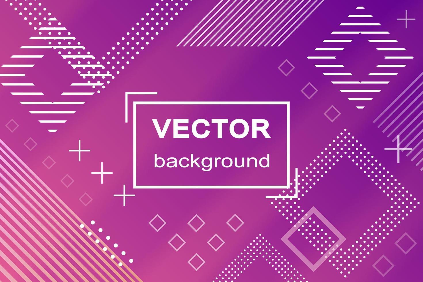 Vektor-Hintergrund. abstrakter rosa und lila farbverlaufshintergrund mit memphis der 90er jahre, retro-designelemente. abstrakter futuristischer Hintergrund. vektor