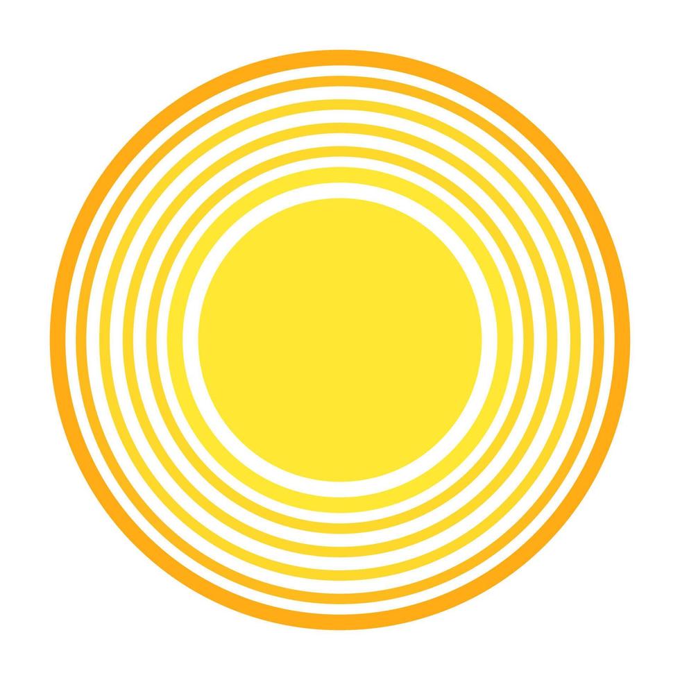 glänzendes Sonnensymbol für Wetterdesign. sonnenschein symbol glücklich gelb isoliert sonne vektor illustration.