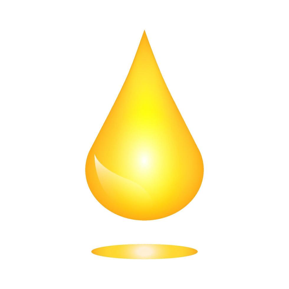 fallender Tropfen goldenes Öl, Saft, Farbe. goldener Öltropfen isoliert auf weißem Hintergrund. vektor