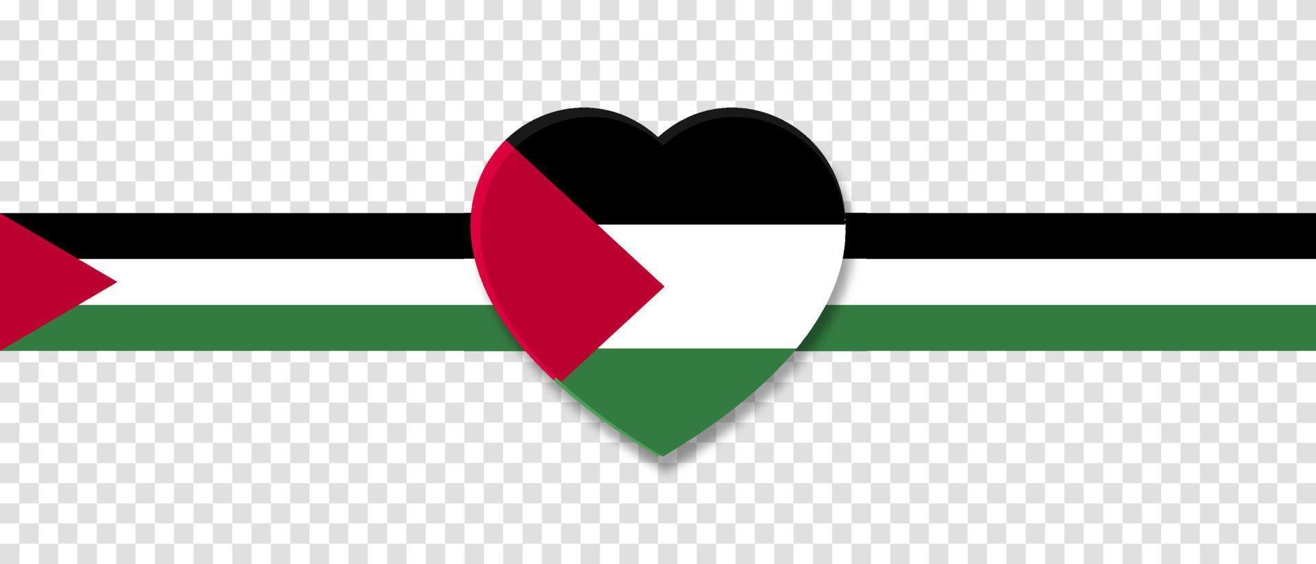 palestinska hjärta nationella ränder flagga. vektor illustration