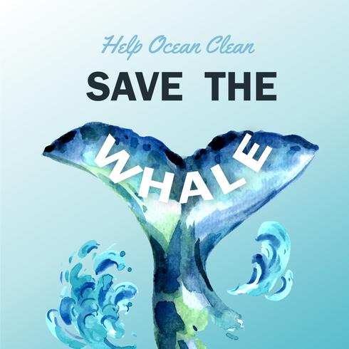 Save the Whale Clean the Ocean Broschyren vektor