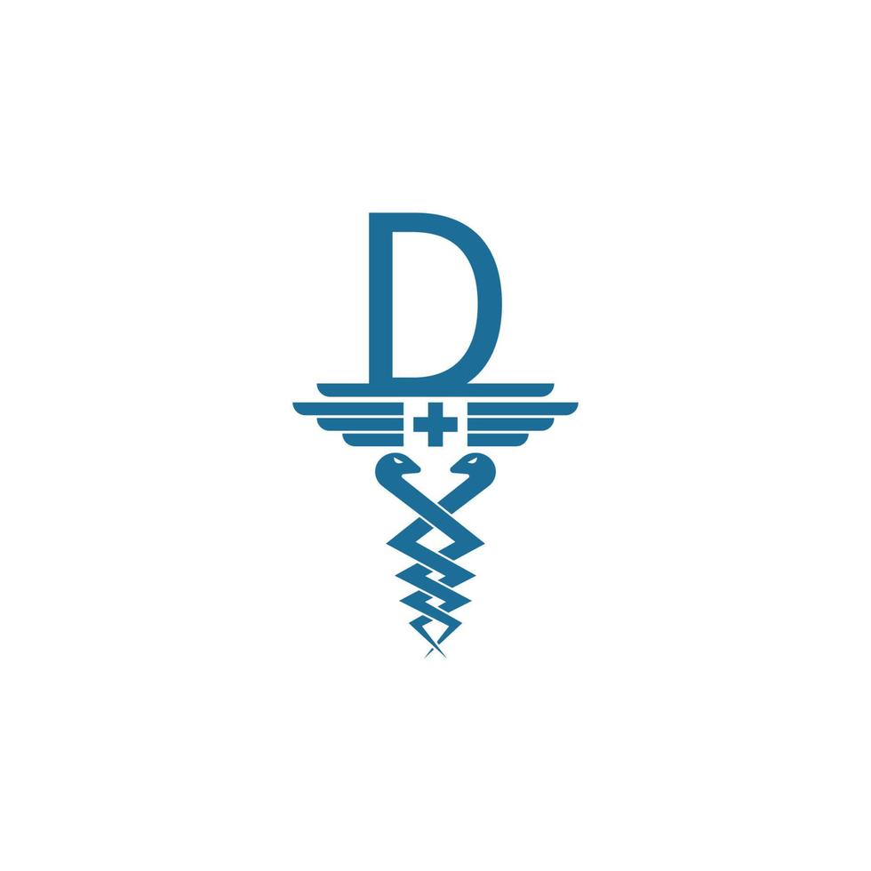 bokstaven d med caduceus ikon logotyp design vektor