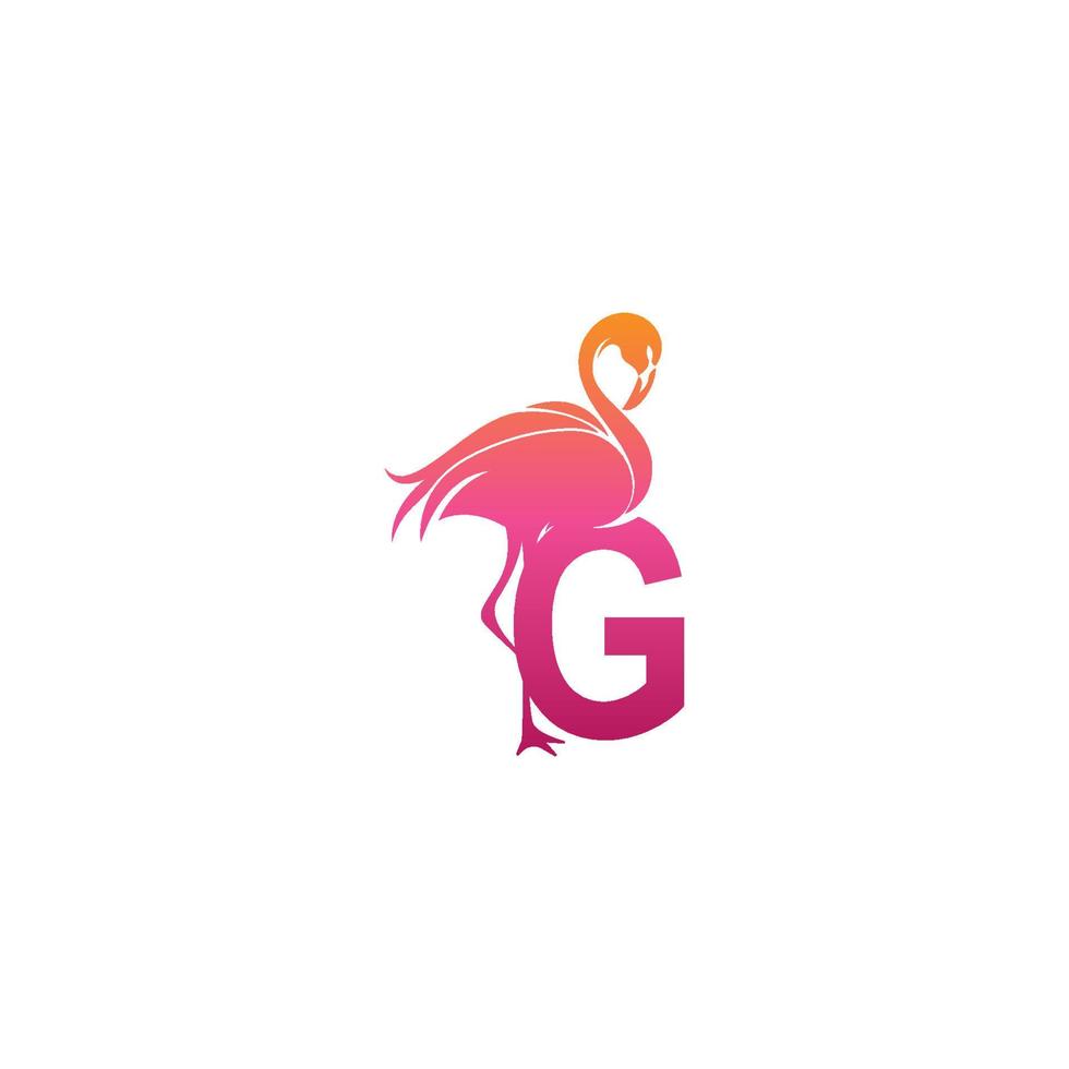 Flamingo-Vogel-Symbol mit Buchstabe g-Logo-Design-Vektor vektor