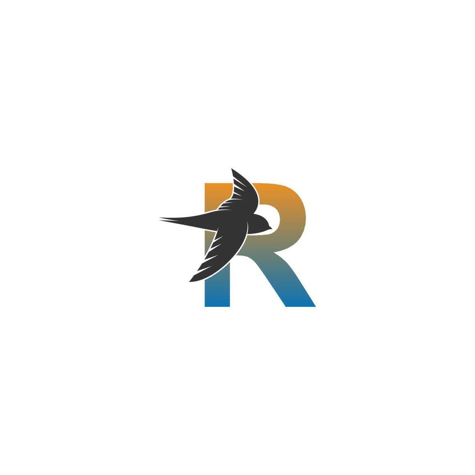 bokstaven r logotyp med swift fågel ikon design vektor