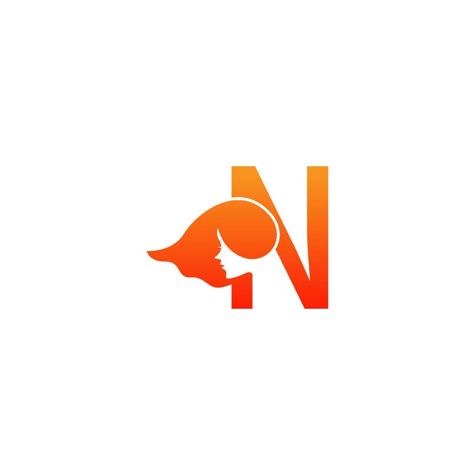 Buchstabe n mit Frau Gesicht Logo Icon Design Vektor